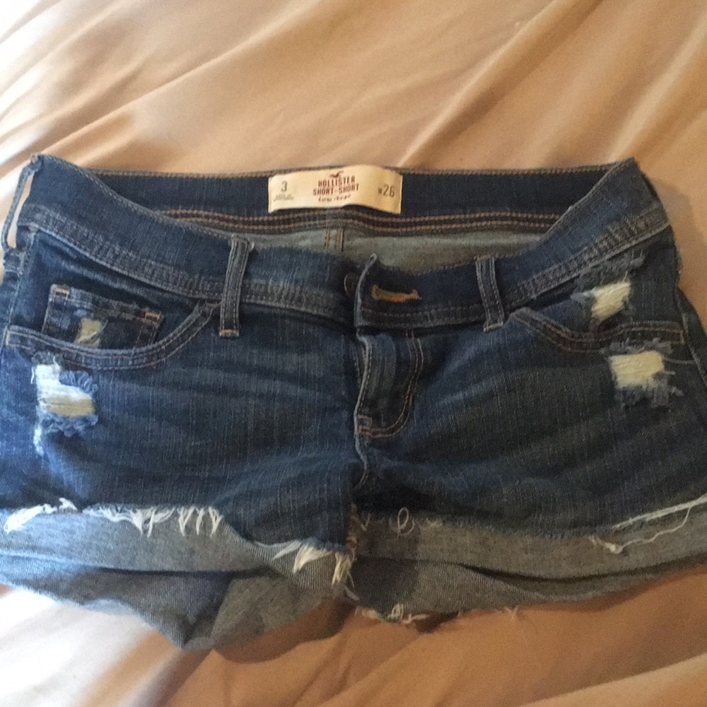 Brand new hollister dark wash ripped shorts